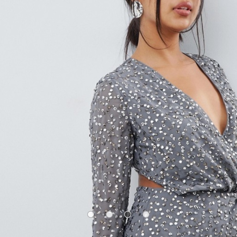ASOS wrap front mini dress sequin with open back